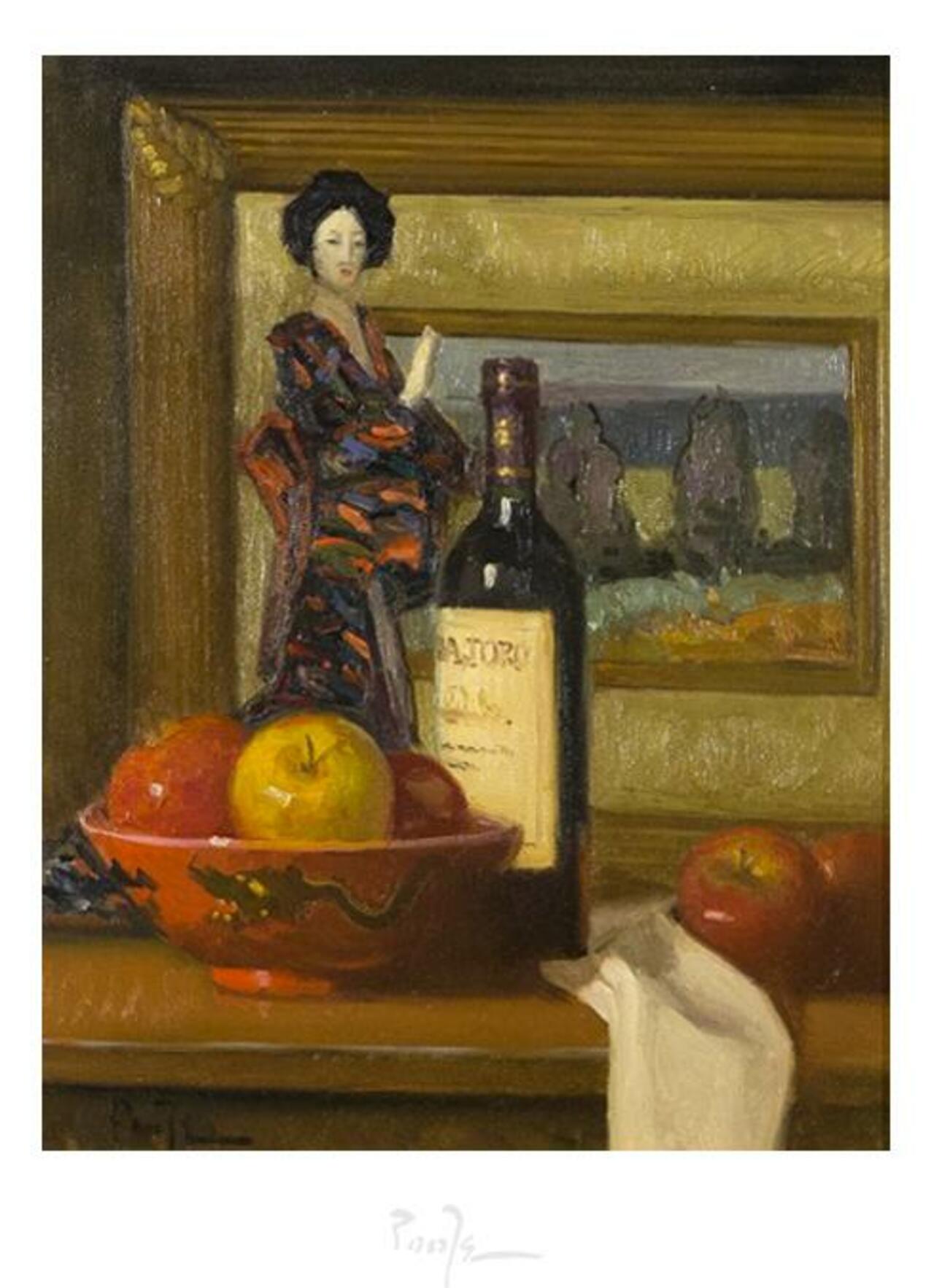 #Poole #Painting of the Day! "Figurine with Wine and Apples" #Oklahoma #Art #StillLife http://t.co/GfAxdkExMr