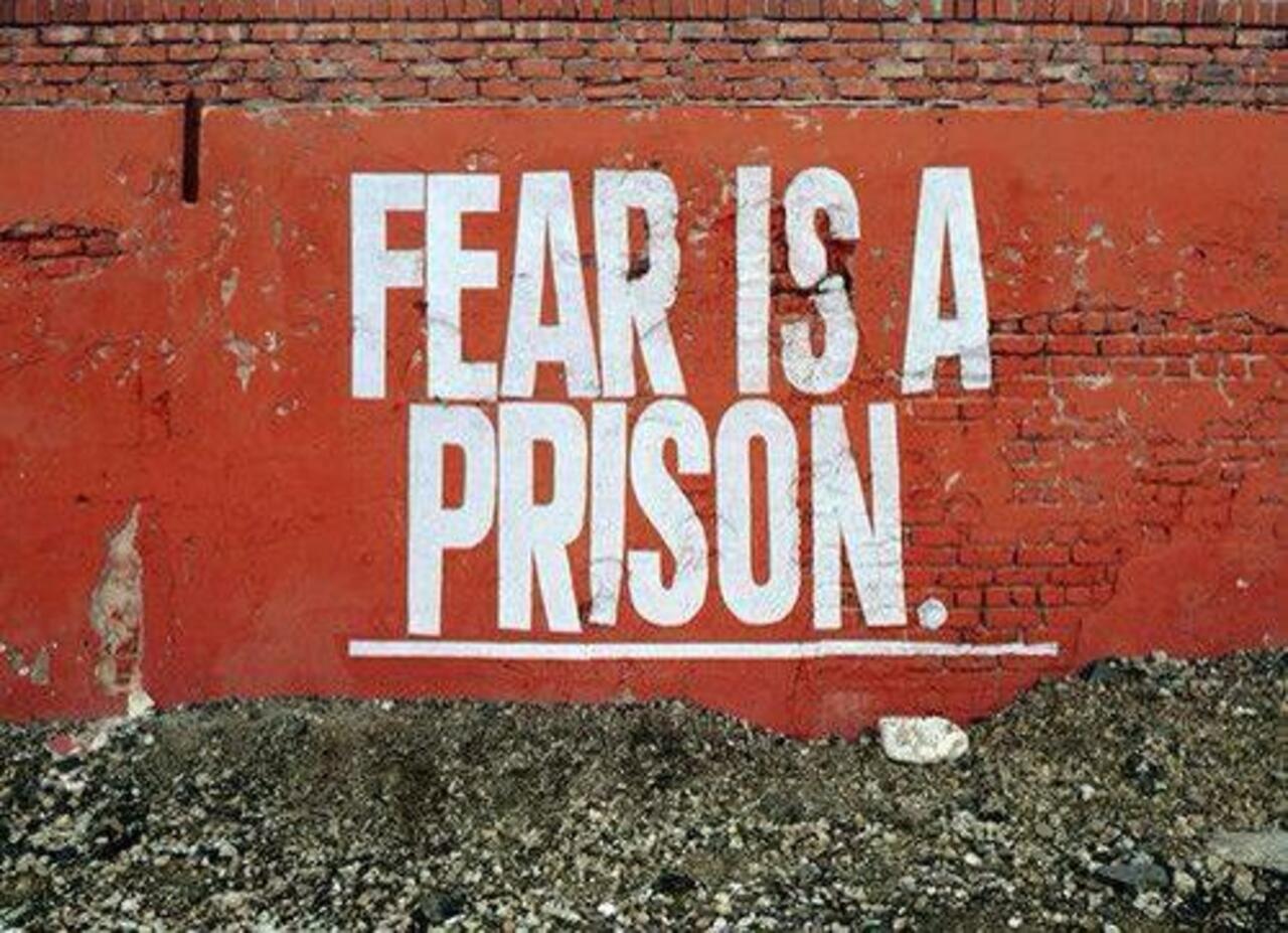 RT GoogleStreetArt "Fear is a prison. 

#art #arte #graffiti #streetart http://t.co/0AA1xwVukT"
