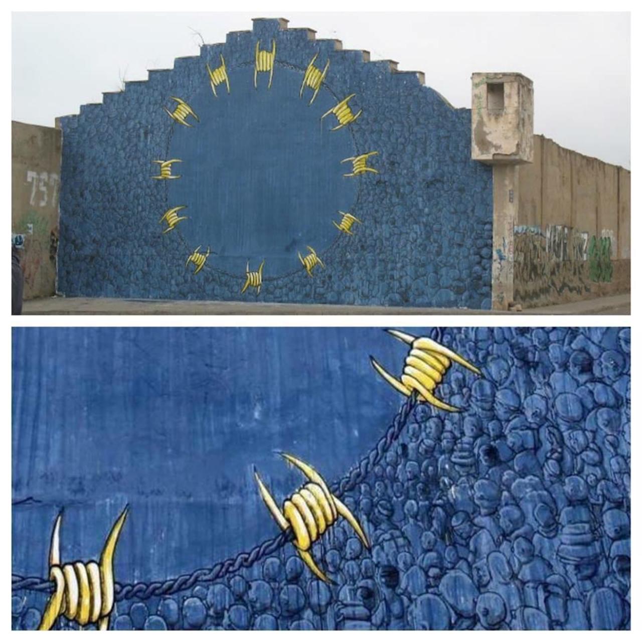 RT @Solucionista_: Mural en la frontera hispano - marroquí 
#streetart #graffiti #arte #emigración #Europa http://t.co/4CQL8wlKdw