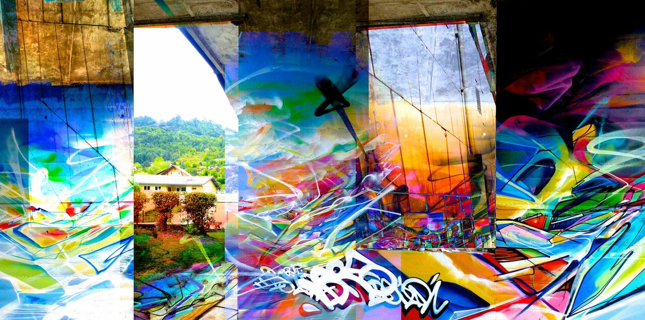 Montage les 4 piliers #bandi #graffiti #streetart #bonneville #abstract #urban #painting #nadibbandi #mural #graff http://t.co/hxQ2lYvk8G