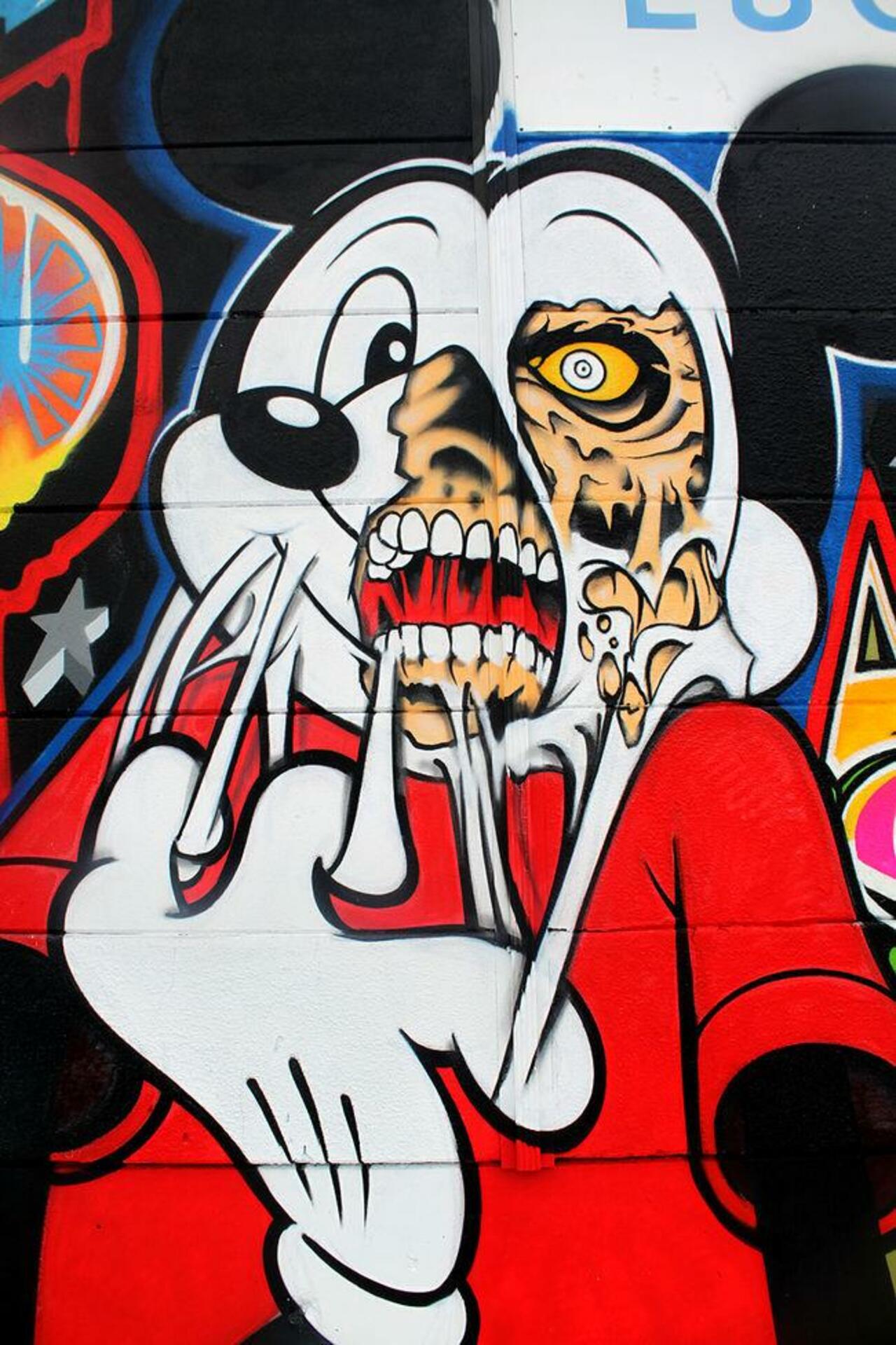 RT @IndieUndrground: Street Art - Artist & Location unknown - #Art #StreetArt #Mickey #Paint #Graffiti #Graff - http://t.co/yZYVRNHSOr