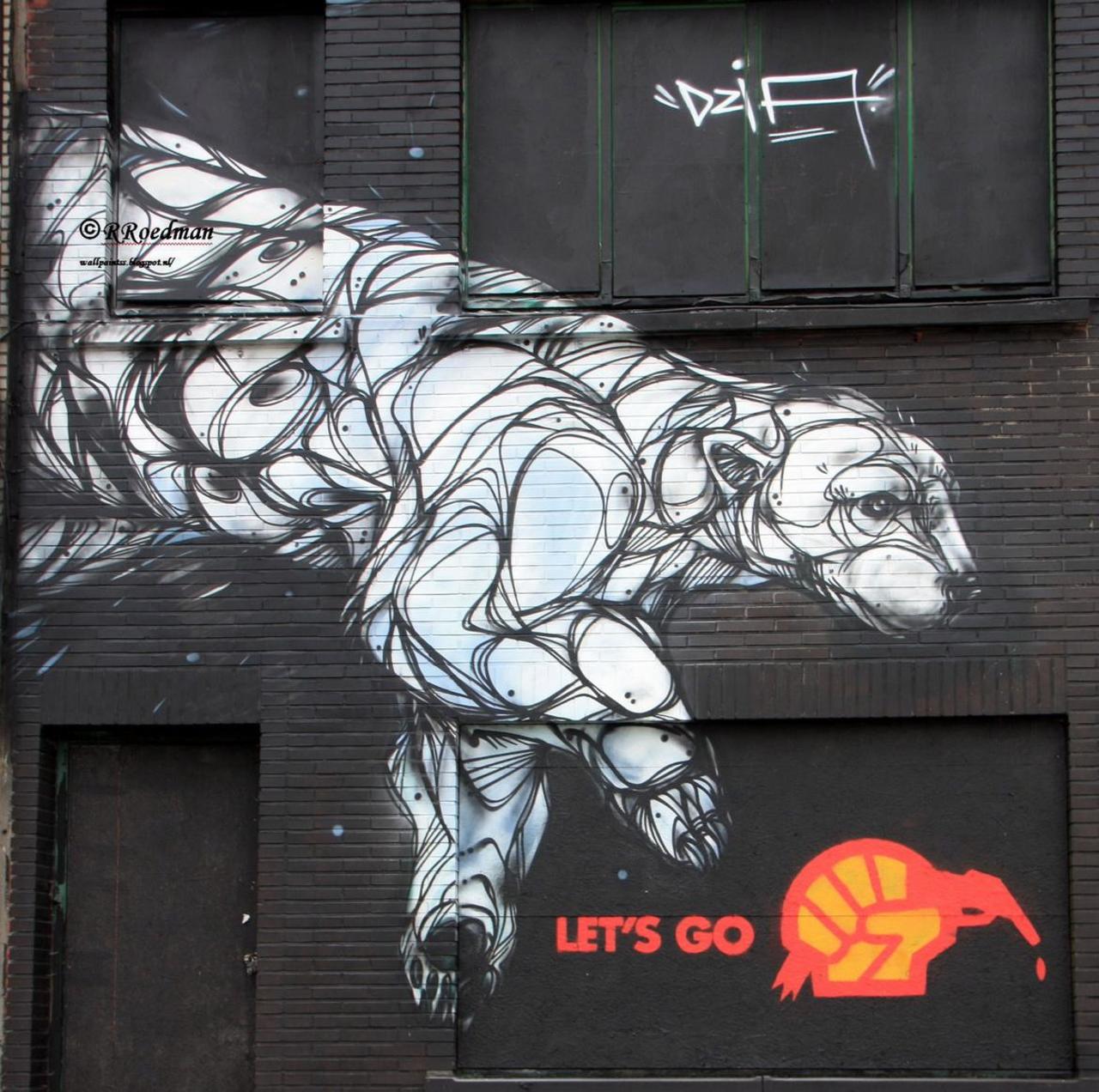 #streetart #graffiti #mural Polar bear in #Berchem #Antwerpen from #Dzia,2 pics at http://wallpaintss.blogspot.nl http://t.co/Yd06IPLehq