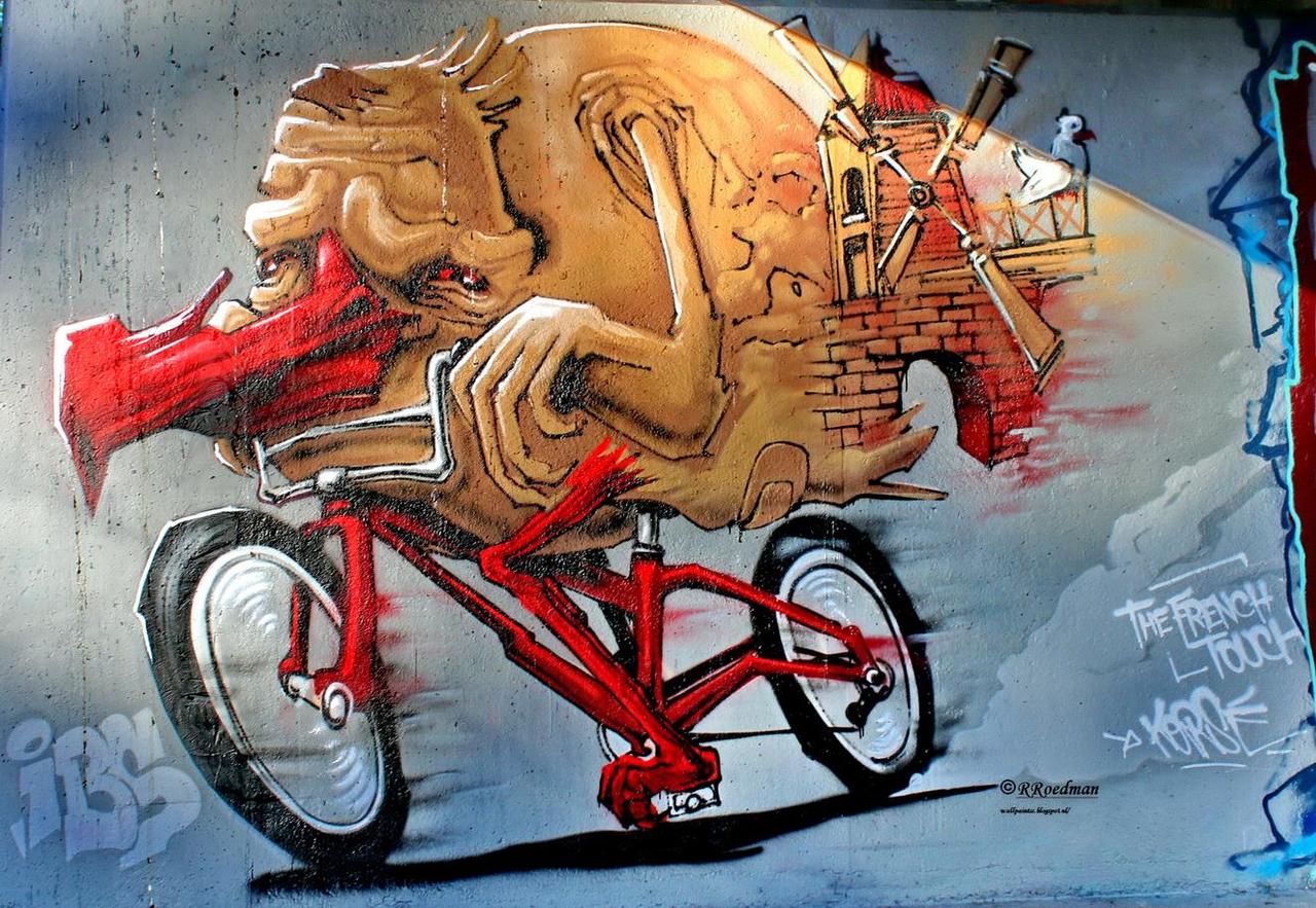 RT @RRoedman: #streetart #graffiti #mural  surrealistic bird on a bike in #Amsterdam from #IBS ,2 pics at http://wallpaintss.blogspot.nl http://t.co/4geKuPPYQk
