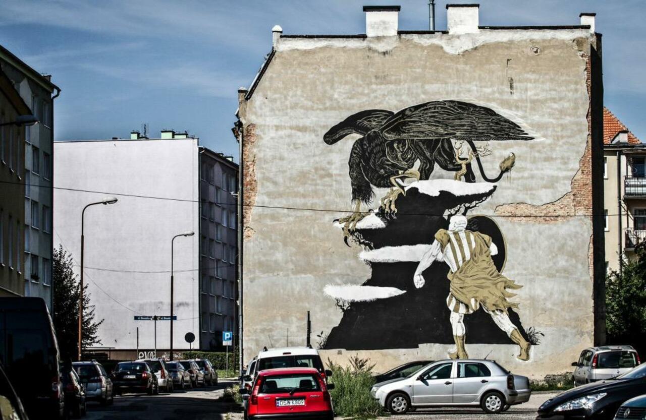 RT @Fatcap: #LucaZamoc's new mythology inspired wall in Swidnica, Poland, for Punkt Zero festival. #streetart #graffiti http://t.co/N7jSypeVAD