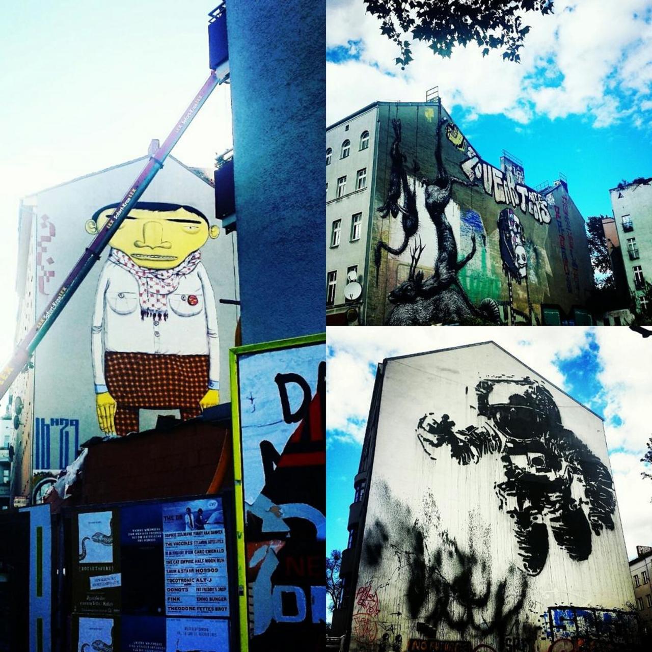 Berlin Street Art - Astronaut Cosmonaut, Hanging Dead Animals and Os Gemeos. #Berlin #graffiti #streetart http://t.co/yM7R2aDTH2