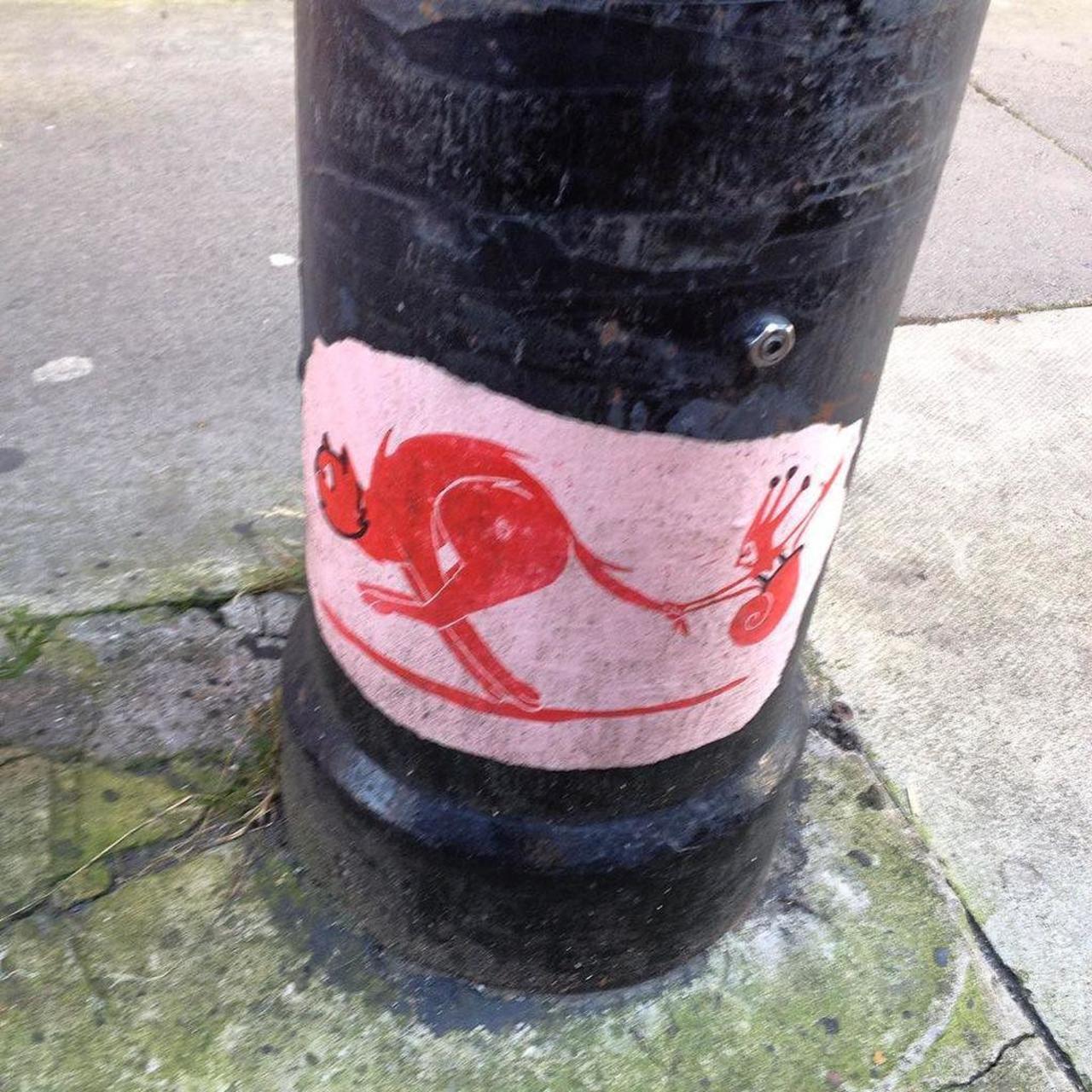 StArtEverywhere: Pole running. #stickerart  #streetart #graffiti #streetartlondon #london #thisislondon by isadarko http://t.co/BsqNziMShQ