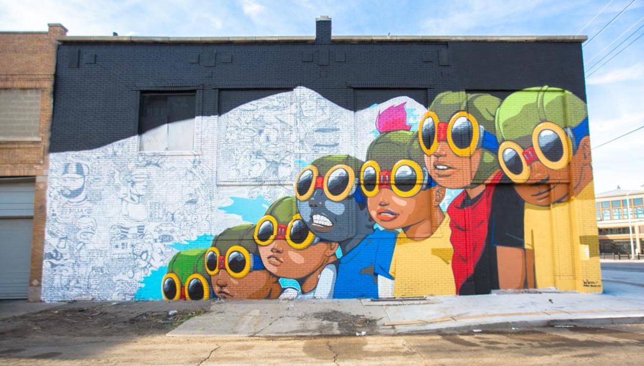 Hebru Brantley creates a new piece for Murals In The Market in Detroit, US. #StreetArt #Graffiti #Mural http://t.co/6KpdBWv0i3