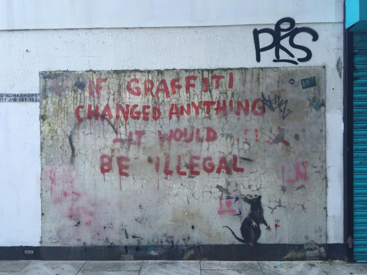 Just discovered an old #Banksy: "if #graffiti changed anything... " #streetart #London http://t.co/TUTNbxTQrC