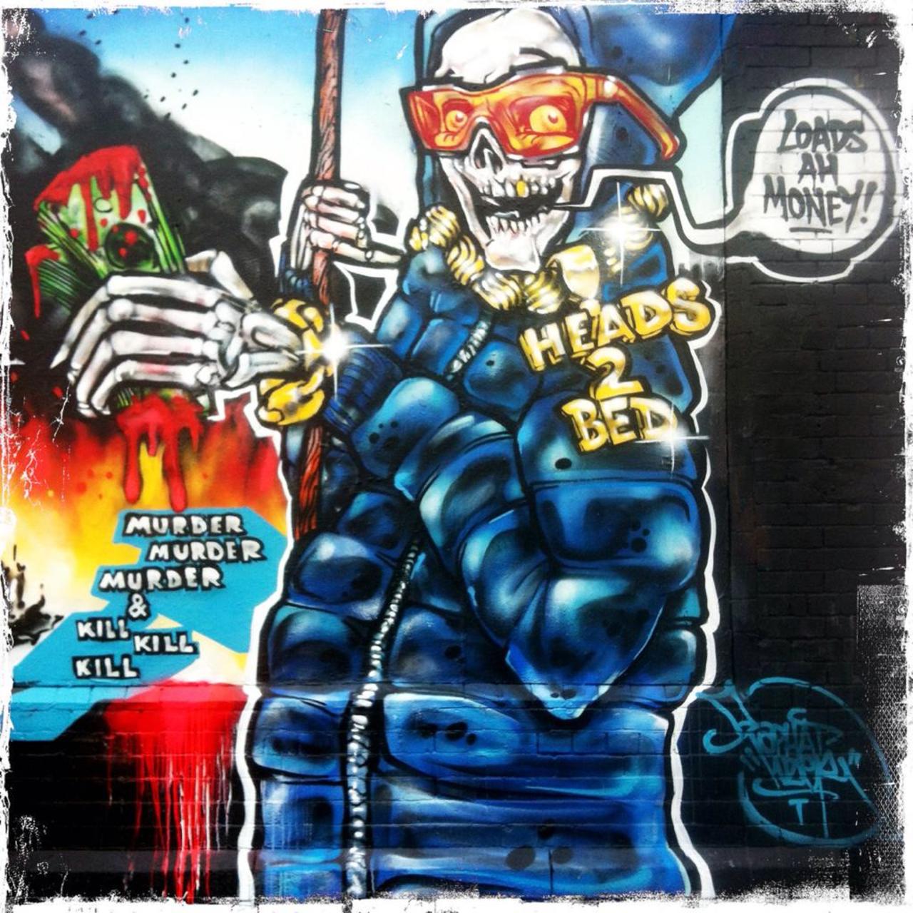 RT @BrickLaneArt: Murder Murder Murder - @tizerone with at the Shoreditch Art Wall #shoreditchcurtain #streetart #graffiti http://t.co/mHFqfm3TUB