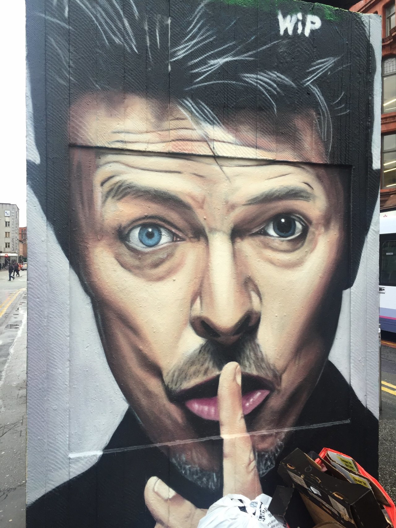 WiP David Bowie mural in Stevenson Square, Manchester created by #akse #Manchester #streetart #graffiti https://t.co/qOQS6jutuS