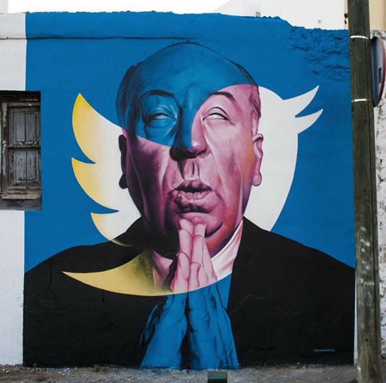 Alfred Hitchcock mural :)#streetart #mural #graffiti #horror https://t.co/lONkPSDvXd