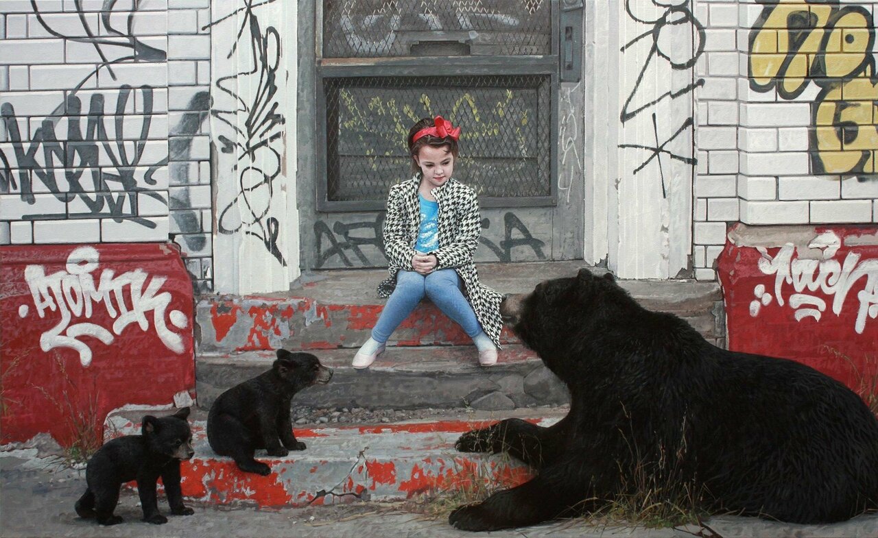 Hyperrealistic oil painting of children & animalsBy Kevin Peterson#art #streetart #hyperrealistic #urban https://t.co/6AxV8BOmEB