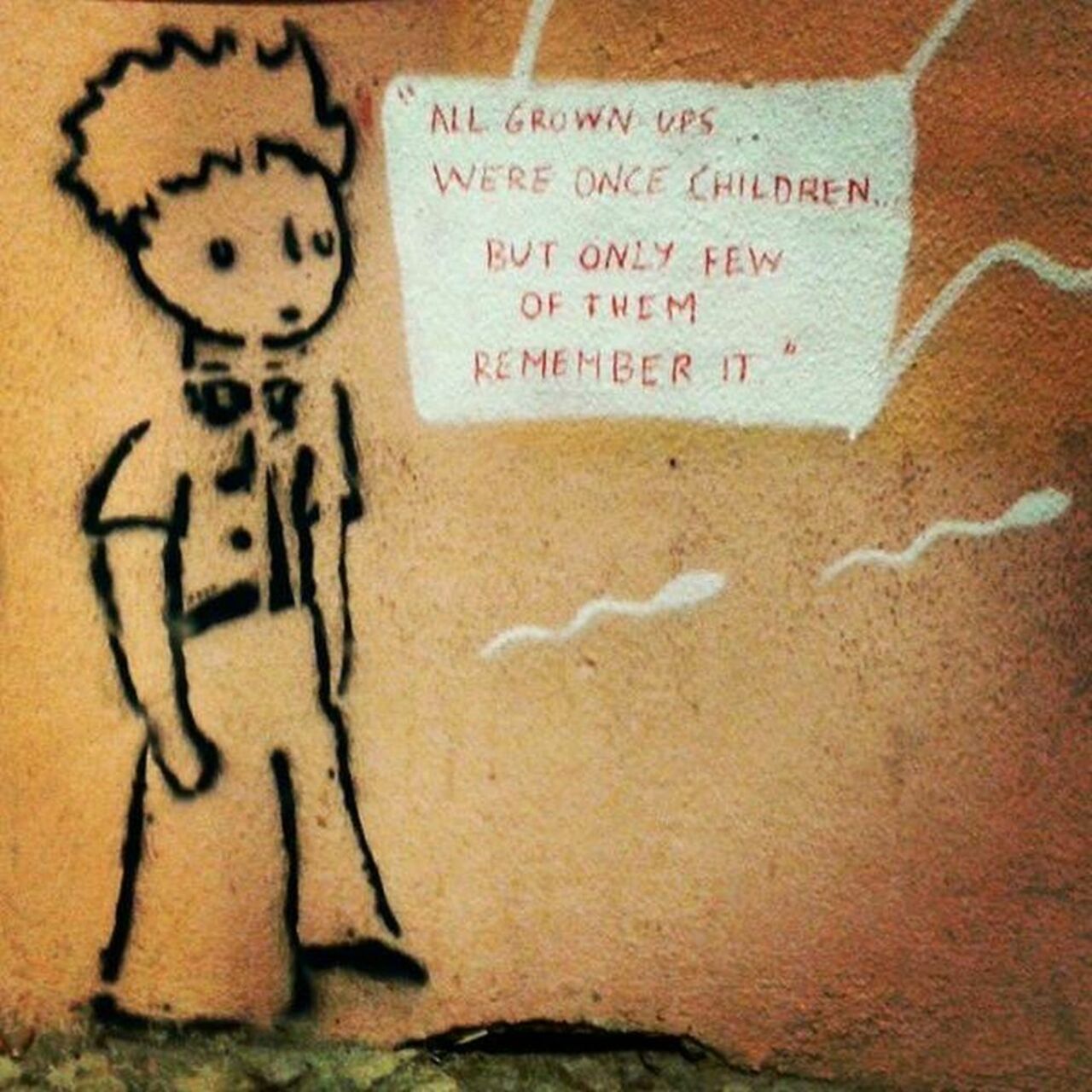 #StreetArtSaturday #MeaningOfLife I love this more unusual #Stencil #Streetart on the origin of grownups. https://t.co/j2Y0YumpgY