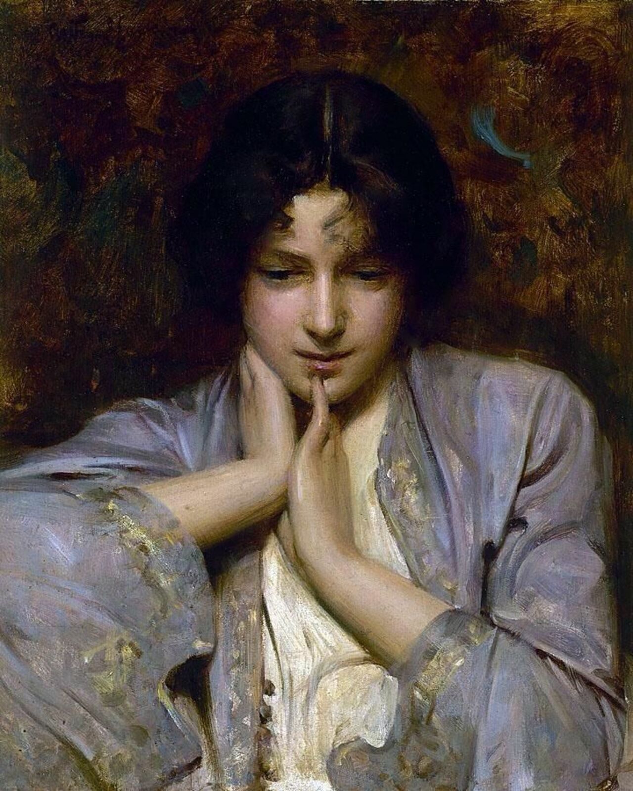 RT @Desailaur: Arthur Hacker  (1858-1919)...portrait of a girl c1896#art #painting https://t.co/h41OpvuZ10