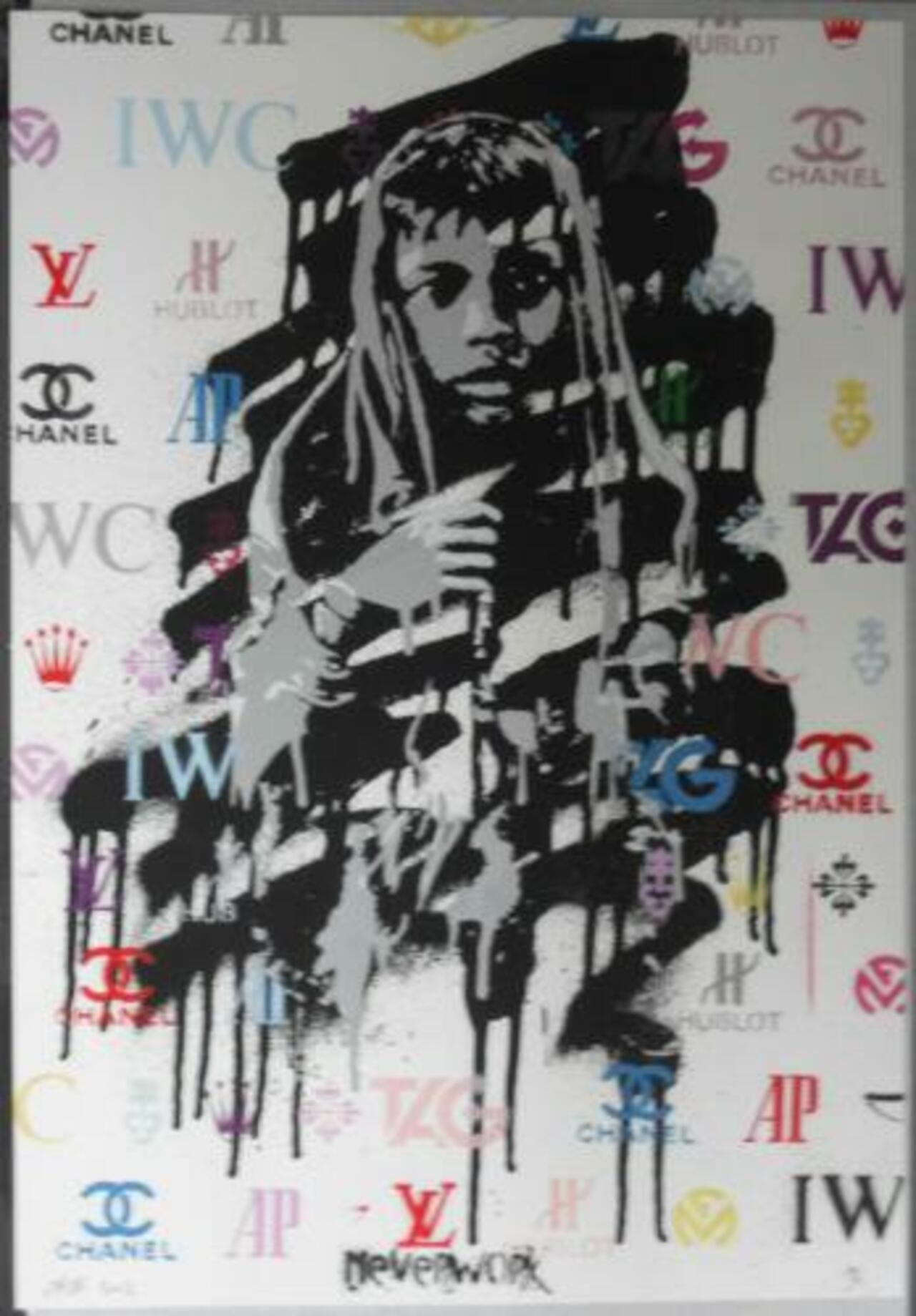 NEVERWORK - BEGGER GIRL - http://admireurbanart.bigcartel.com/product/neverwork-begger-girl-2012-handfinished-artist-proof-of-5 #art #print #urbanart #stencil #streetartnorway #newyork #graffiti http://t.co/sUvvbRewlm