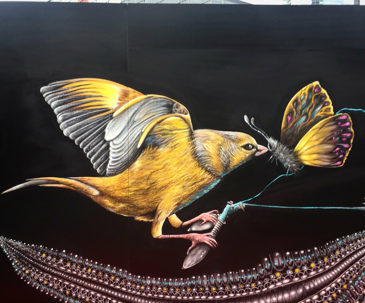 #Oiseau  #bird and #butterfly 🦋 #papillon by #degeone #dege1 #streetart #graffiti #graff #spray #bombing #wall #urbanart #graffart https://t.co/WKaRoRBgZ7