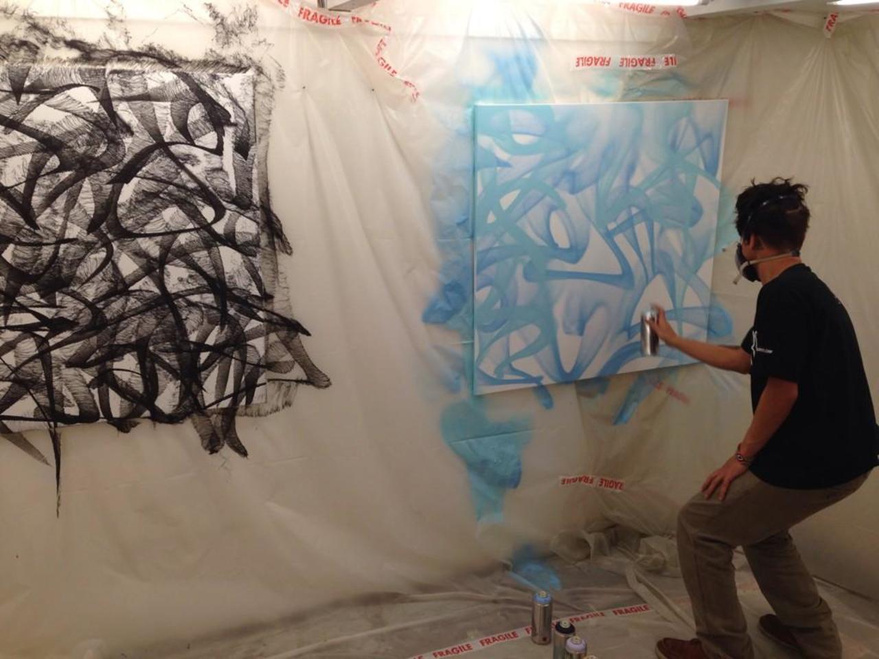 S L I K S in action at Gallery Brugier Rigail #art #sliks #paris #streetart #graffiti http://t.co/IyK3btwDfD