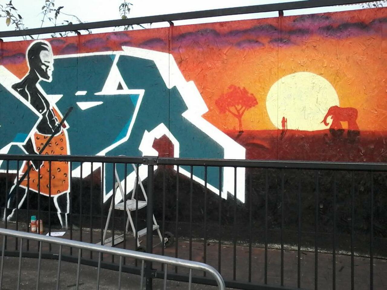 Mandela mural in progress for Freedom festival Hull with Full Flava #FreedomFestHull #Madiba #Mandela #Graffiti #Art http://t.co/SLDtbrU6BM
