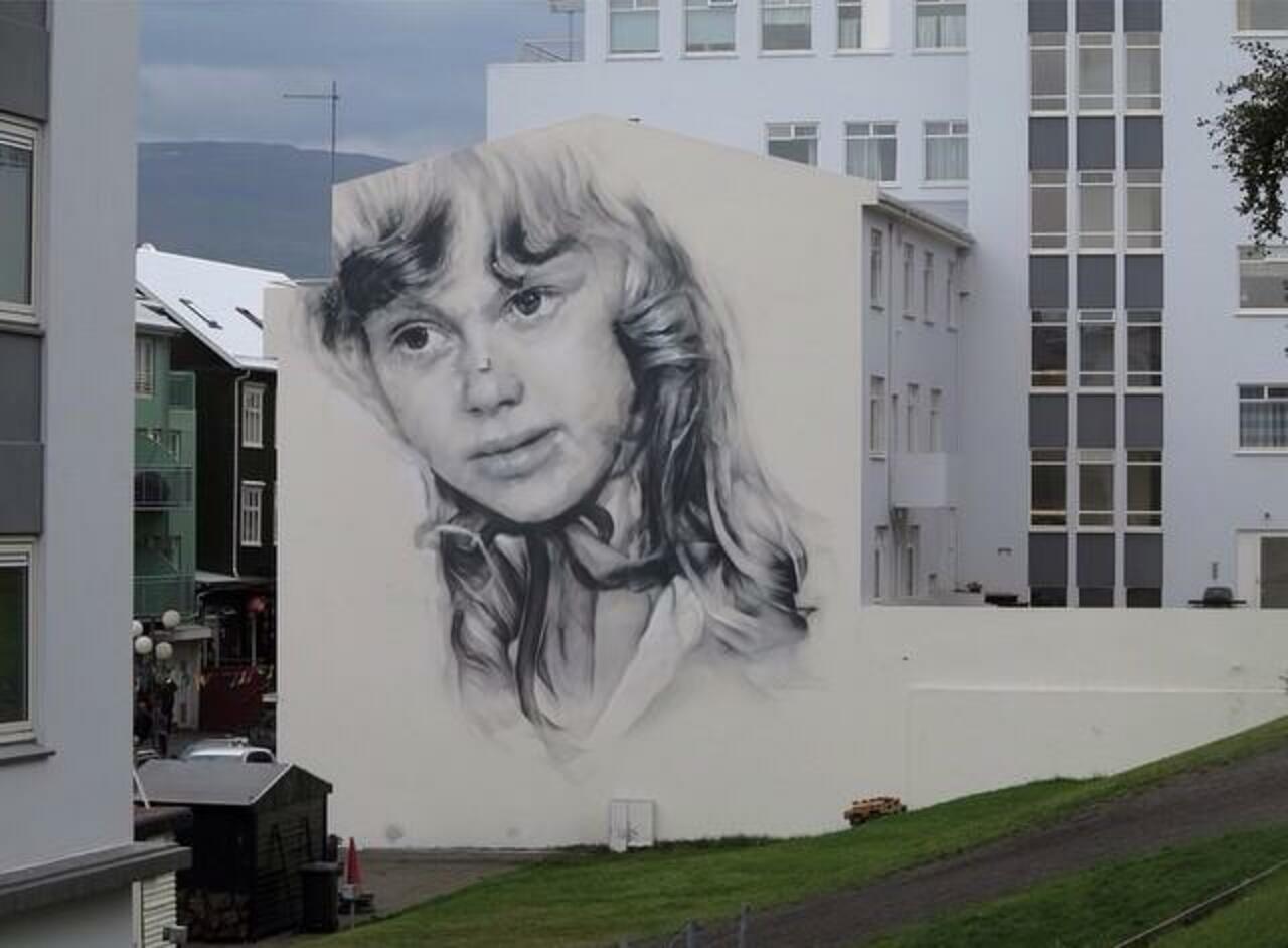 Artist Guido van Helten portrait Street #Art 'Sia' painted in Akureyri Iceland
#streetart #portrait #mural #graffiti http://t.co/p0hfVpa5Q0"