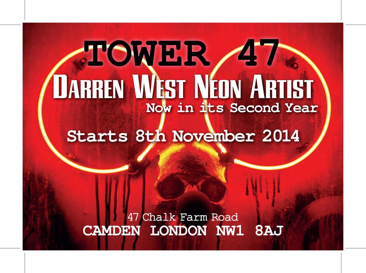 Neon art show at @Tower47Camden  Starts 8th Nov . #neonart #neon #camden #art #lightart #lndon http://t.co/j6jFsWL3ND