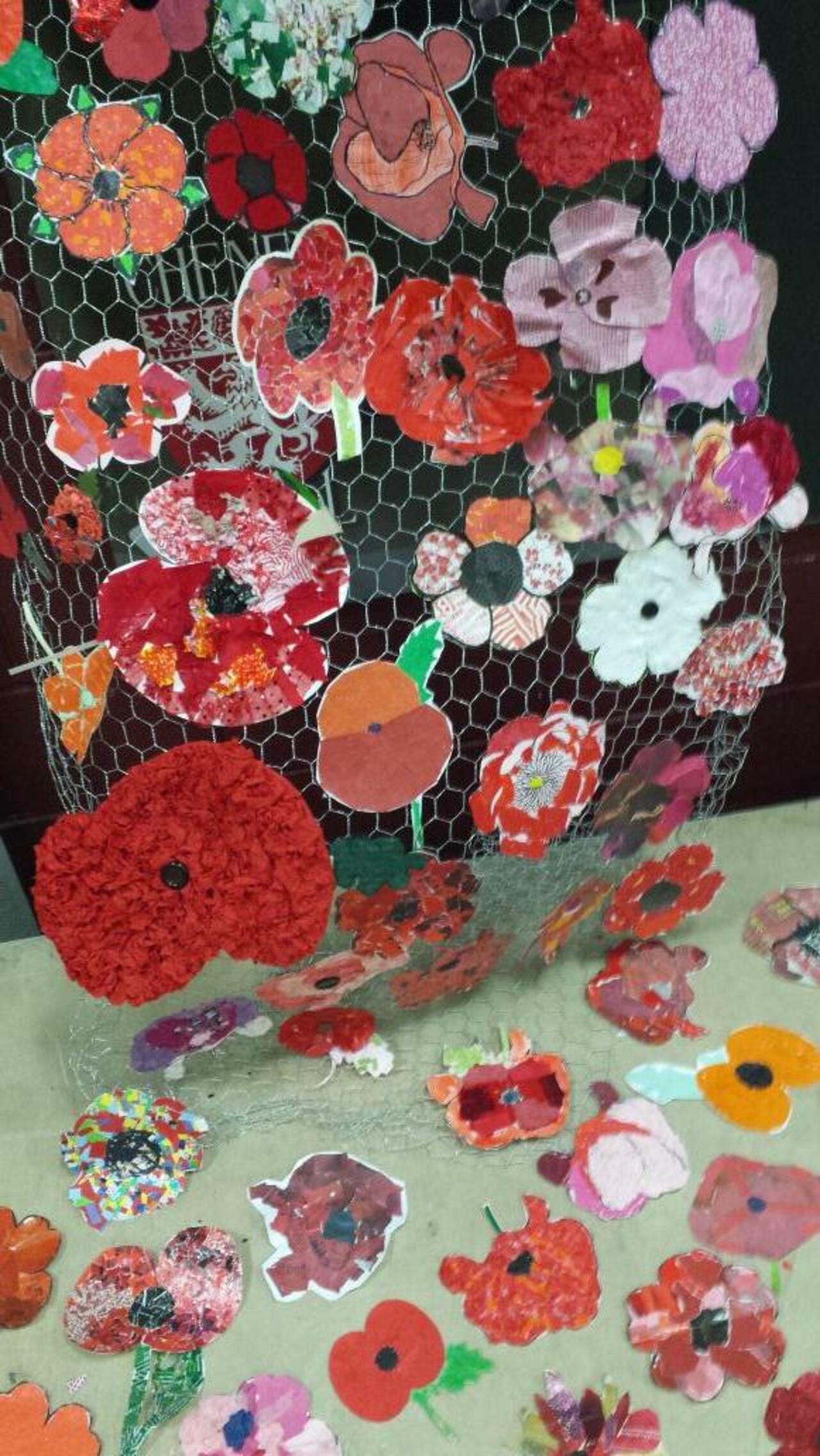 poppies installed for our remembrance assembly this afternoon #art http://t.co/pRYXM6EZfJ