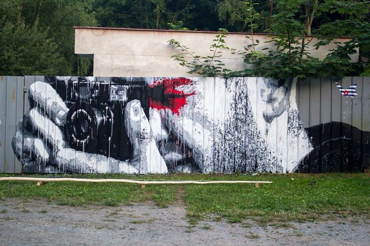 Artist 'Nils Westergard' wonderful Street Art wall in Plzen, Czech Republic. #art #mural #graffiti #streetart http://t.co/qDQQz4SH3v